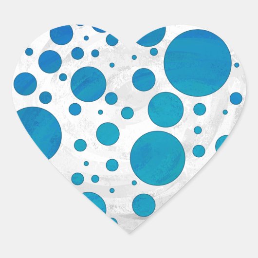 Ocean Blue Polka Dots Hart Sticker (Voorkant)