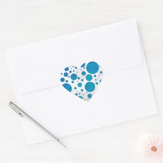 Ocean Blue Polka Dots Hart Sticker (Envelop)
