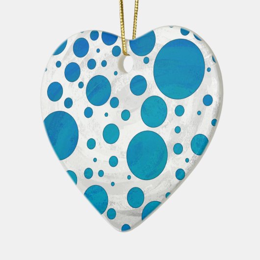 Ocean Blue Polka Dots Keramisch Ornament (Links)