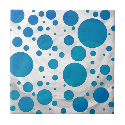 Ocean Blue Polka Dots Tegeltje (Voorkant)