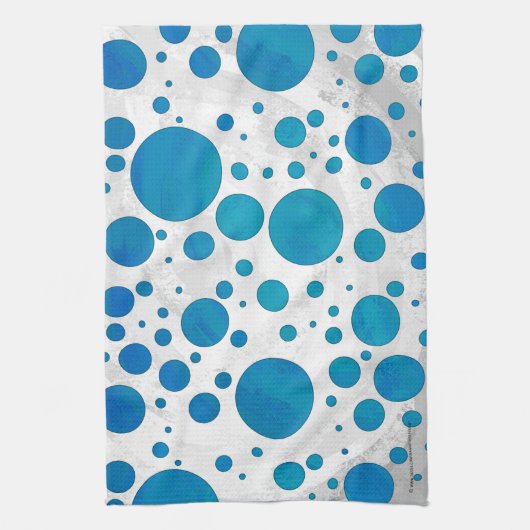 Ocean Blue Polka Dots Theedoek (Verticaal)