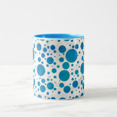 Ocean Blue Polka Dots Tweekleurige Koffiemok (Center)