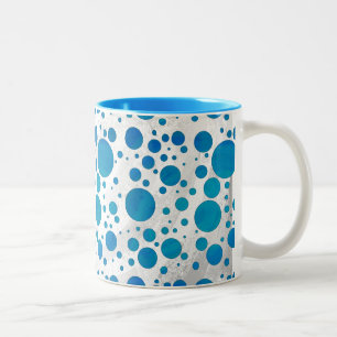 Ocean Blue Polka Dots Tweekleurige Koffiemok