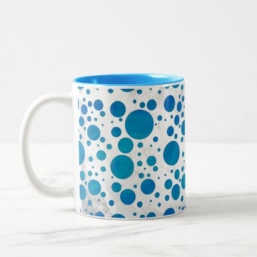 Ocean Blue Polka Dots Tweekleurige Koffiemok (Links)