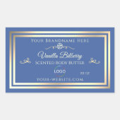 Ocean Blue Product Label met Goud Lijst en Logo (Voorkant)