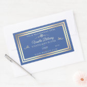 Ocean Blue Product Label met Goud Lijst en Logo (Envelop)