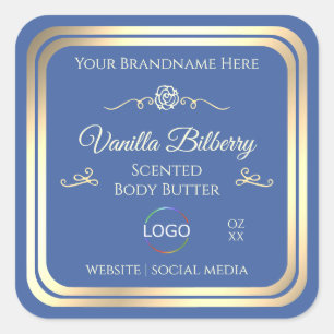 Ocean Blue Product Label met Goud Lijst en Logo