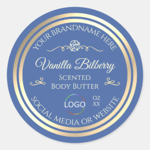 Ocean Blue Product Label met Goud Lijst en Logo