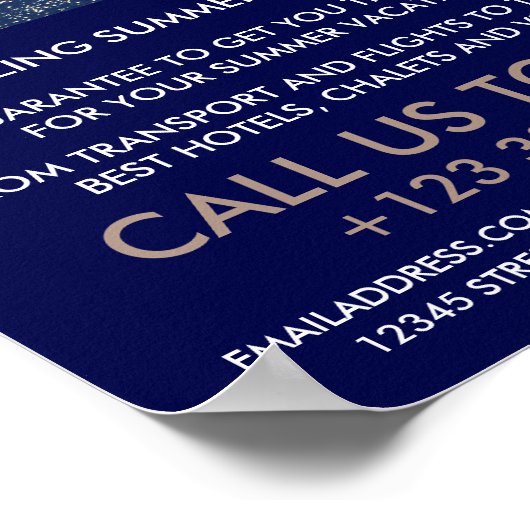 Ocean Blue, reisagent Adverteren Poster (Hoek)