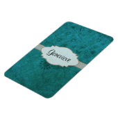 Ocean Blue Retro Floral Abstracte naamplaat Magneet (Linkerzijde)