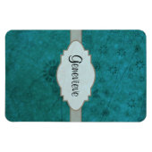 Ocean Blue Retro Floral Abstracte naamplaat Magneet (Horizontaal)