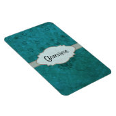 Ocean Blue Retro Floral Abstracte naamplaat Magneet (Rechterzijde)