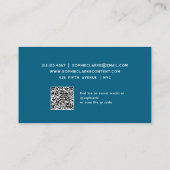 Ocean Blue | Retro Schrift met QR-code Visitekaartje (Achterkant)