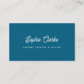 Ocean Blue | Retro Schrift met QR-code Visitekaartje (Voorkant)