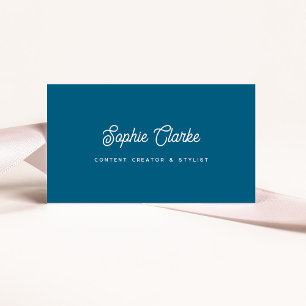 Ocean Blue   Retro Schrift met QR-code Visitekaartje