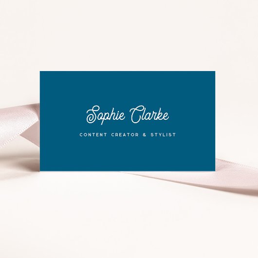 Ocean Blue | Retro Schrift met QR-code Visitekaartje
