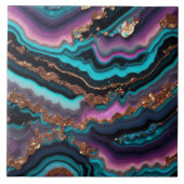 Ocean Blue Roze Goud Marmer Modern Collectie Tegeltje (Voorkant)