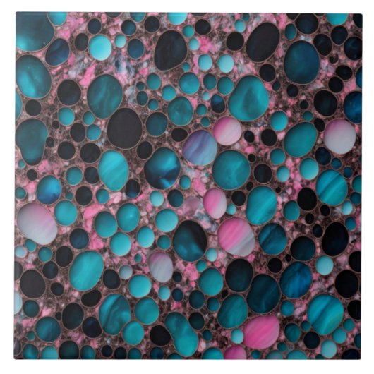 Ocean Blue Roze Goud Marmer Populair Collectie Tegeltje (Voorkant)