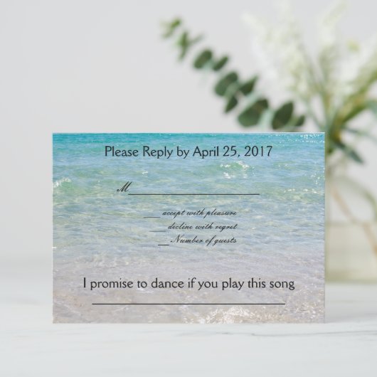 Ocean Blue Rsvp met liedje Aanvraag Kaartje (Staand voorkant)