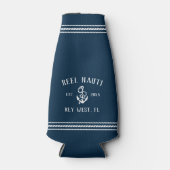 Ocean Blue Rustic Anchor Personalized Boat Name Flesjeskoeler (Voorkant)