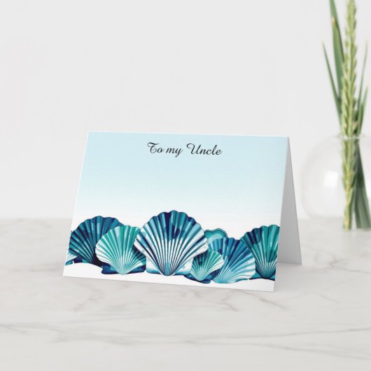 Ocean Blue Scallop Border Vaderdag Feestdagen Kaart (Voorkant)
