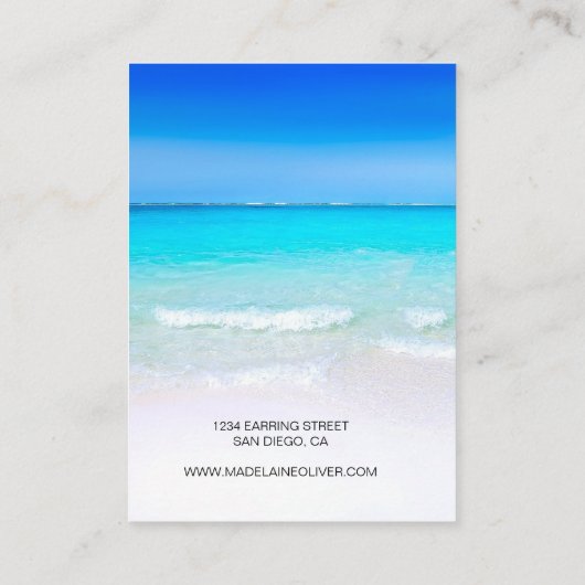 Ocean Blue Scene Jewelry Ketting Display Visitekaartje (Achterkant)