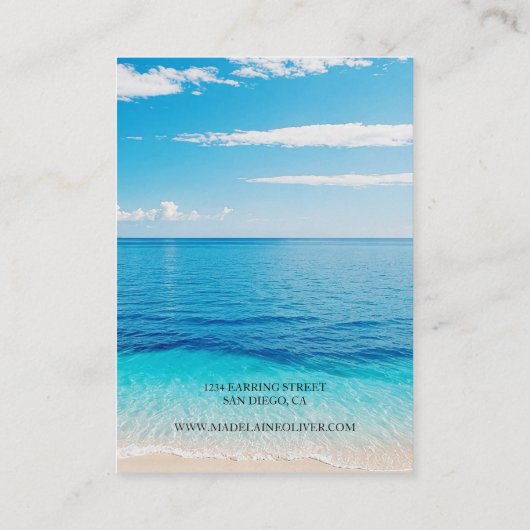 Ocean Blue Scene Ketting Display Visitekaartje (Achterkant)