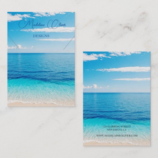 Ocean Blue Scene Ketting Display Visitekaartje (Voorkant / Achterkant)
