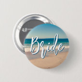 Ocean Blue Schilderachtig Beach Photo Bride Ronde Button 5,7 Cm (Voorkant /achterkant)