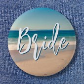 Ocean Blue Schilderachtig Beach Photo Bride Ronde Button 5,7 Cm