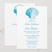 Ocean Blue Sea Shells Weddenschap Kaart (Voorkant / Achterkant)