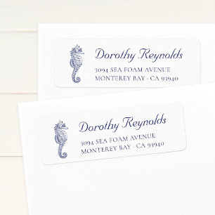 Ocean Blue Seahorse. Retouradres Etiket