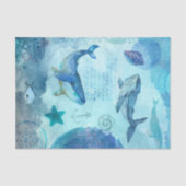 Ocean Blue Seascape met walvissen Tissuepapier (Voorkant)