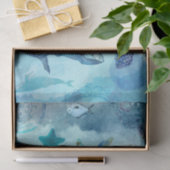 Ocean Blue Seascape met walvissen Tissuepapier (Geschenk)