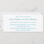 Ocean Blue Shell Beach Wedding Invitations Kaart (Achterkant)
