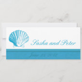 Ocean Blue Shell Beach Wedding Invitations Kaart (Voorkant)