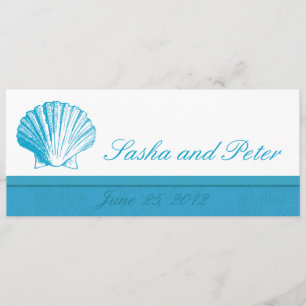 Ocean Blue Shell Beach Wedding Invitations Kaart