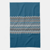 Ocean Blue Silver Grey Wavy Zigzag Pattern Le Theedoek (Verticaal)