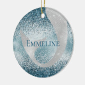 Ocean Blue Silver Mermaid Sparkle Glitter Keramisch Ornament (Links)