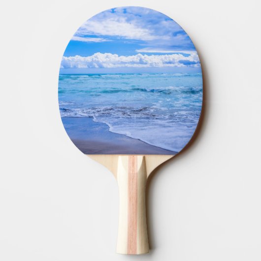 Ocean Blue Sky Clouds Custom Tafeltennisbatje (Achterkant)