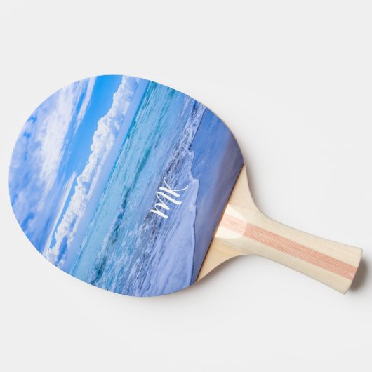 Ocean Blue Sky Clouds Custom Tafeltennisbatje (Zijkant)