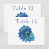 Ocean Blue Spiral Zee Shell Reception Table Number Briefkaart (Voorkant / Achterkant)