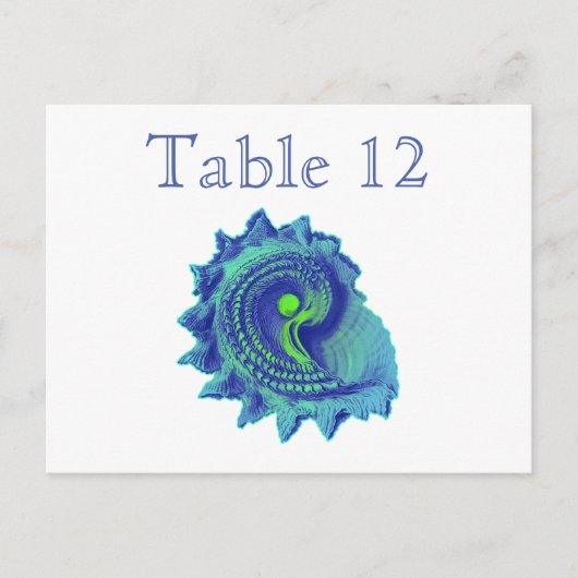 Ocean Blue Spiral Zee Shell Reception Table Number Briefkaart (Voorkant)
