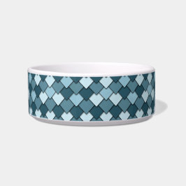 Ocean Blue Square and Diamond Pattern Voerbakje