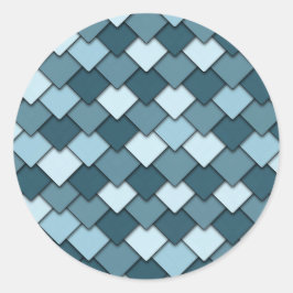 Ocean Blue Square en diamantpatroon Ronde Sticker