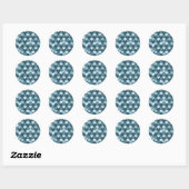 Ocean Blue Square en diamantpatroon Ronde Sticker (Vel)