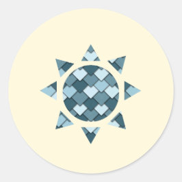 Ocean Blue Square en Diamond Sun Ronde Sticker