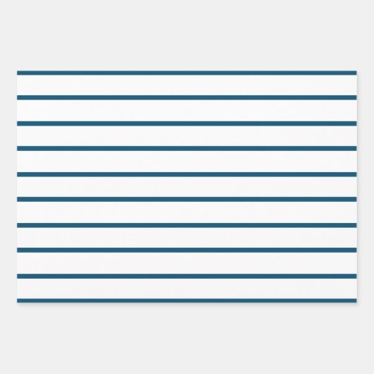 Ocean Blue Stripes Inpakpapier Vel (Voorkant 2)