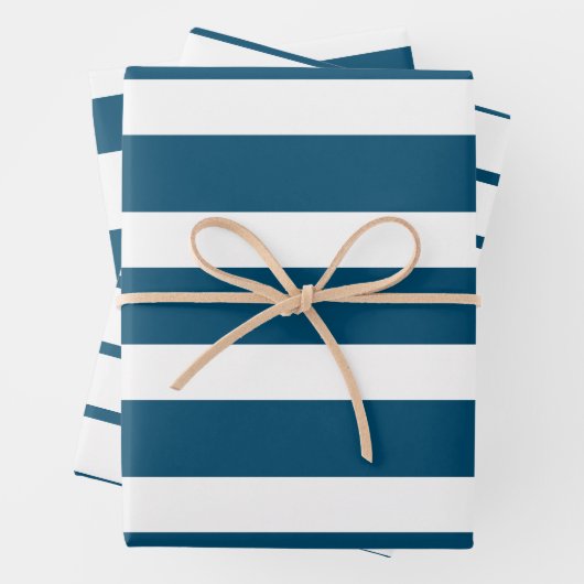 Ocean Blue Stripes Inpakpapier Vel (In situ)