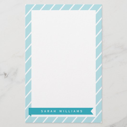 Ocean Blue Stripes Pattern Stationery Briefpapier (Voorkant)